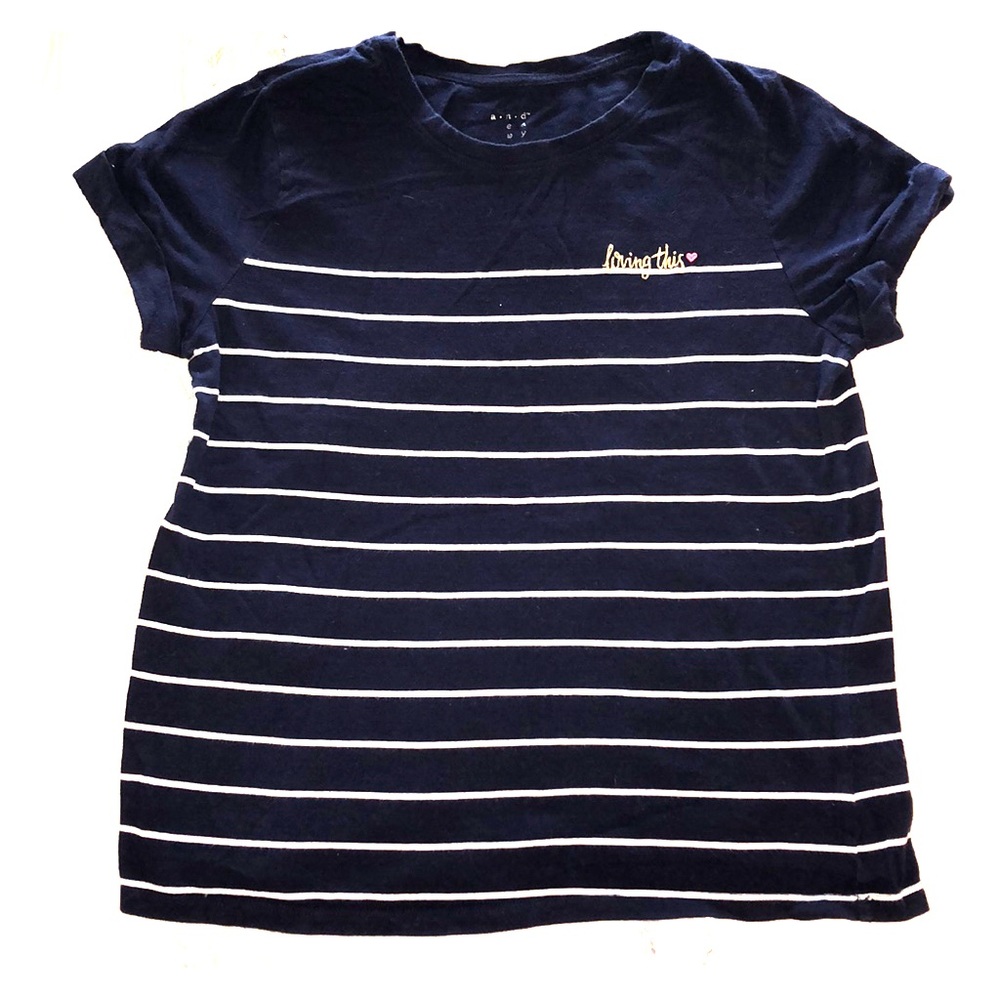 Cute Navy Blue Top - “loving this” embroidered
